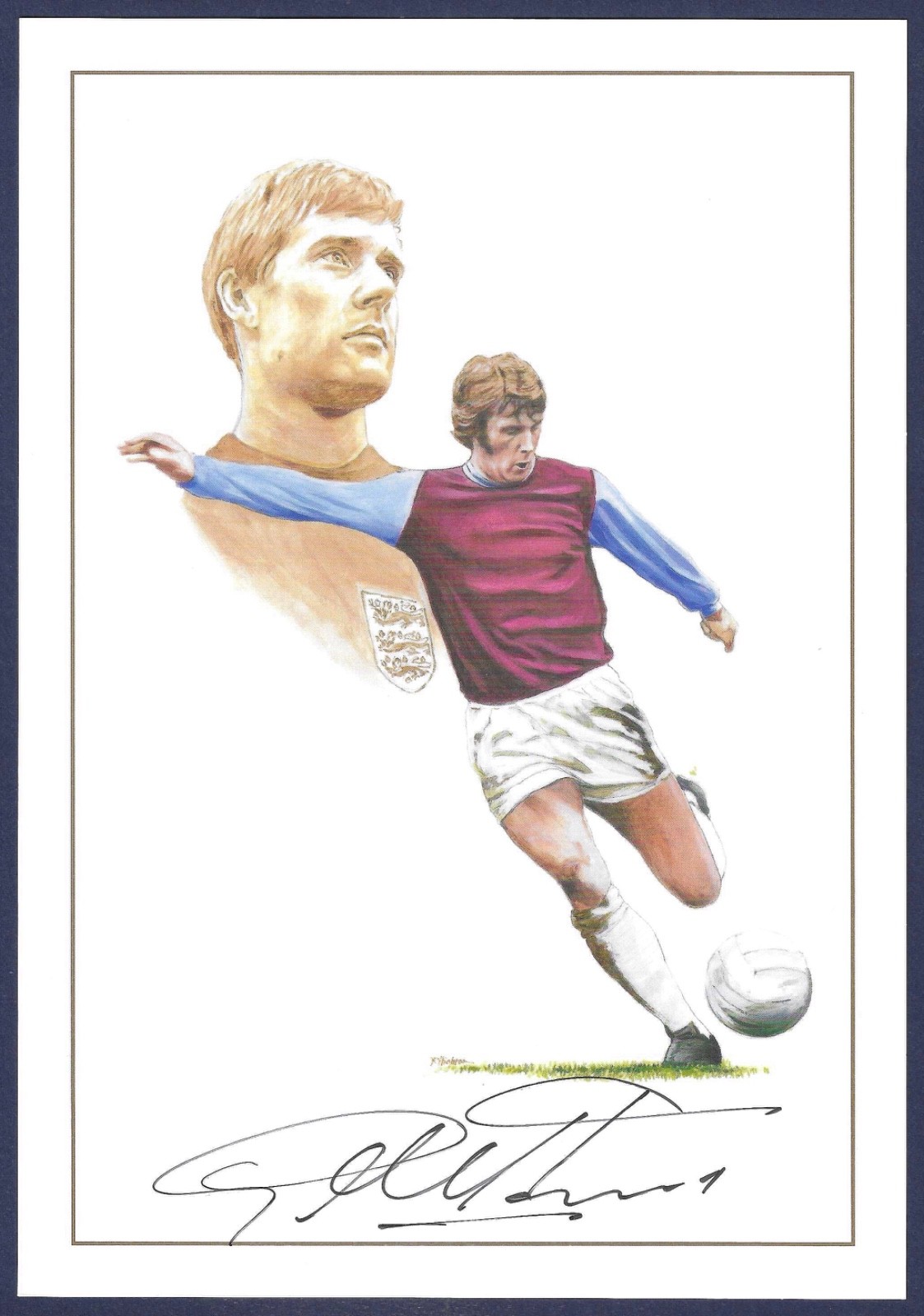 1966 FOOTBALL WORLD CUP, GEOFF HURST SIGNED PRINT, WEST HAM UNITED & ENGLAND. for sale on Ebay