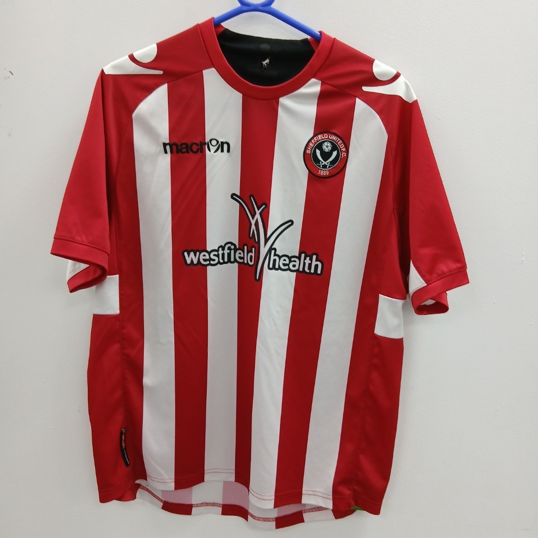 Sheffield United Football Shirt Mens Size L Red White Macron RMF15-CAP for sale on Ebay