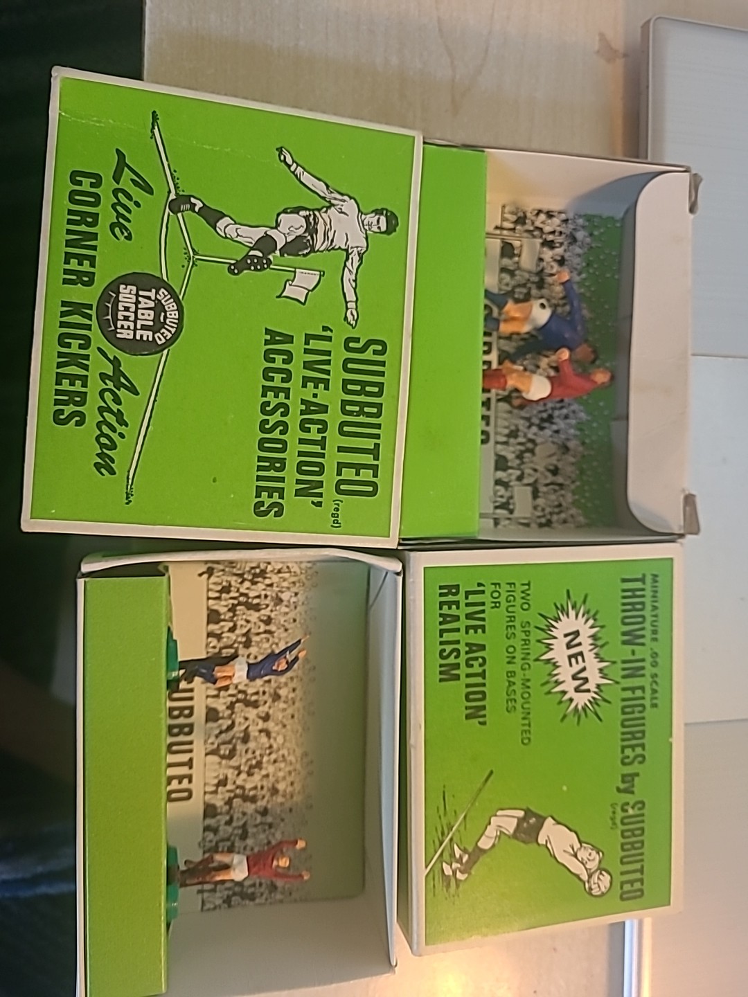 Subbuteo C131 And C132 Corner Kickers And Throw In Figures Boxed for sale on Ebay