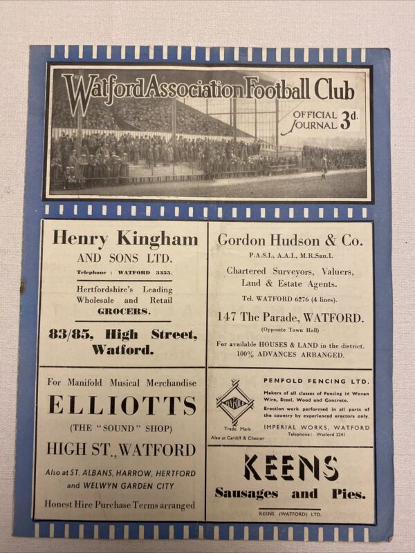 Watford football programs 28-9-46 v Walsall for sale on Ebay