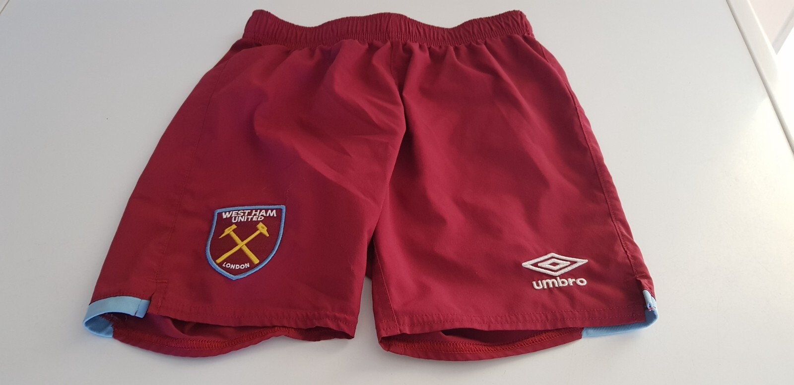 West Ham Umbro Shorts Youth Kids Size YS 134cm Claret & Blue for sale on Ebay