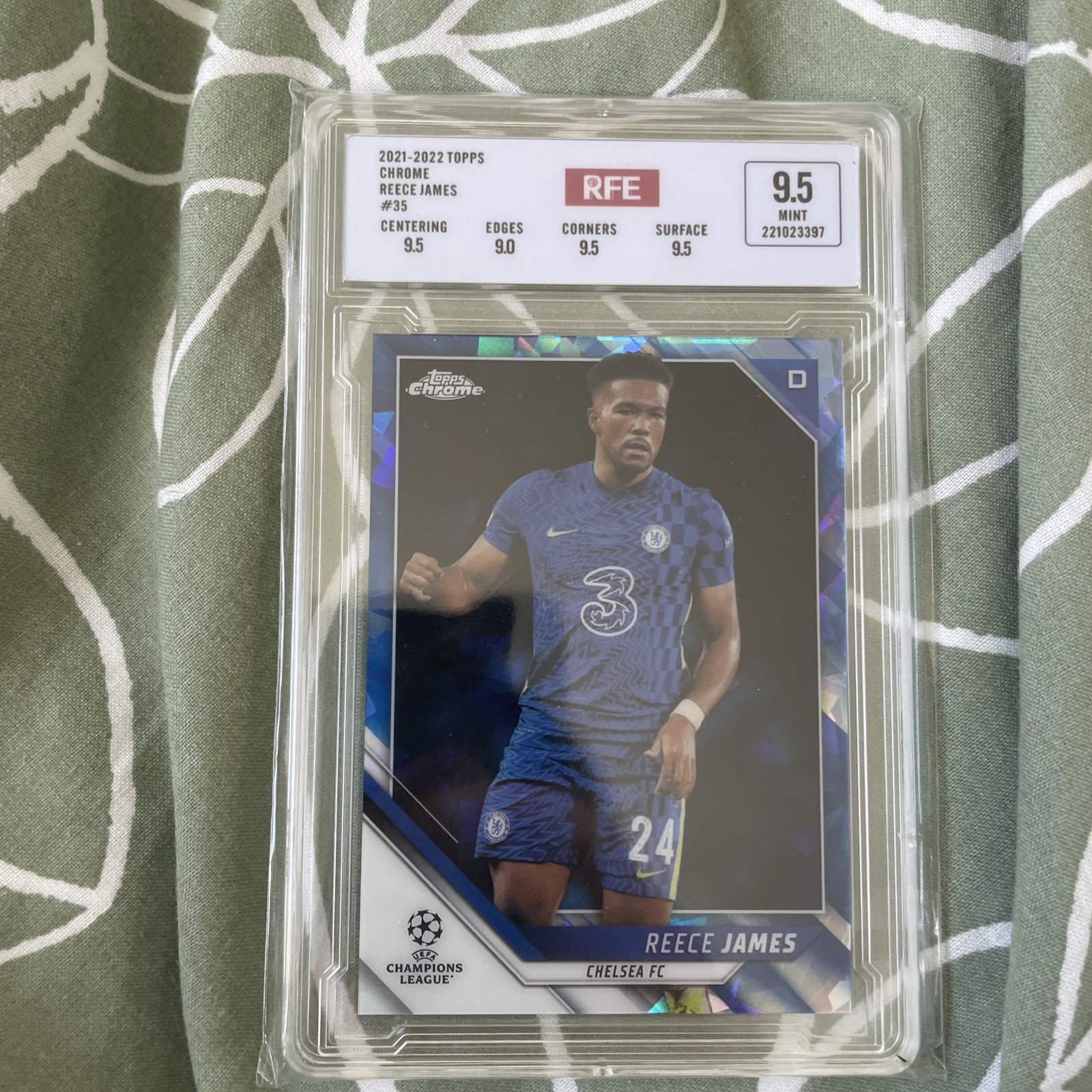 2021-22 Topps chrome Reece James Chelsea  Sapphire Graded Slab 9.5 Mint for sale on Ebay