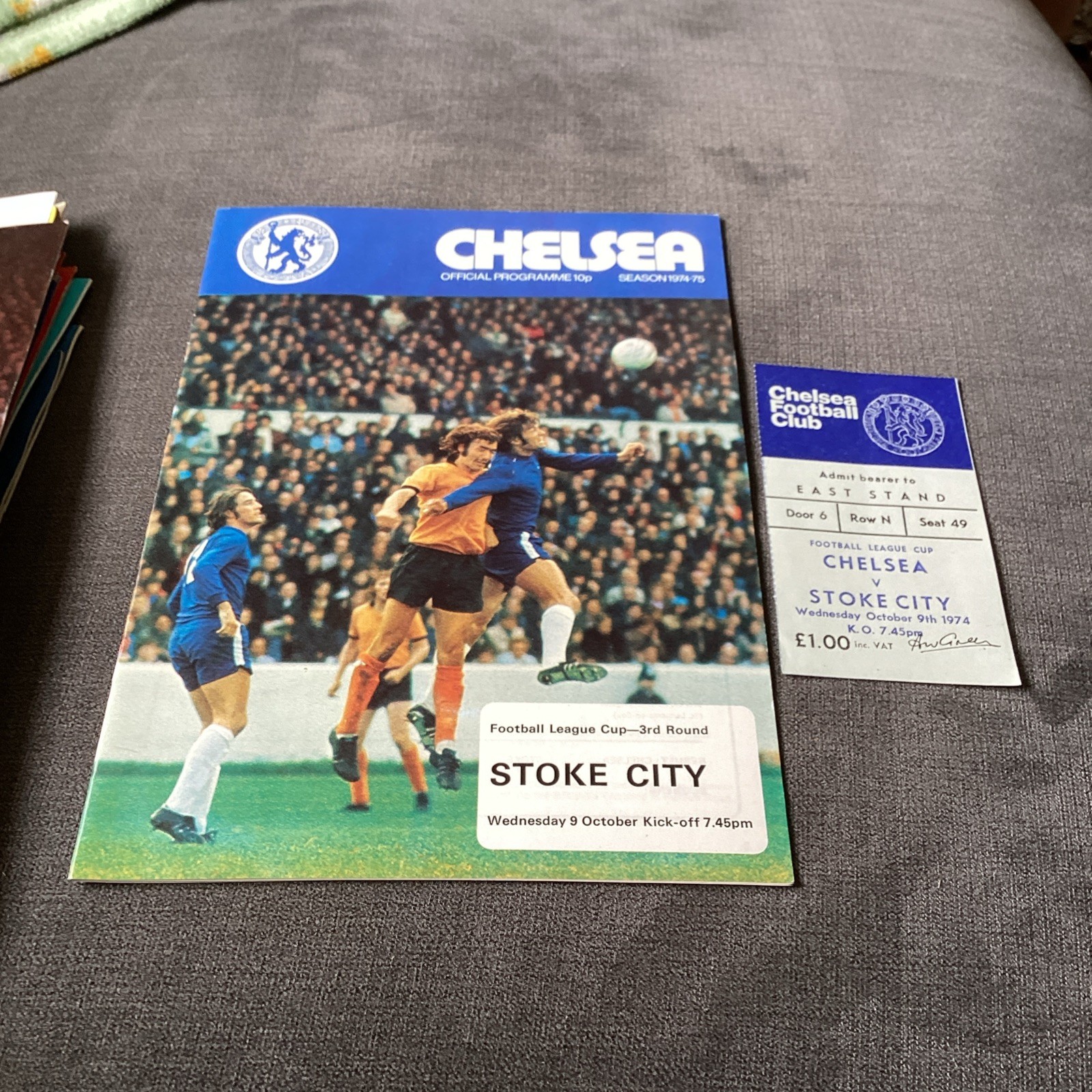 1974/75 Chelsea v Stoke city league cup plus match ticket  for sale on Ebay