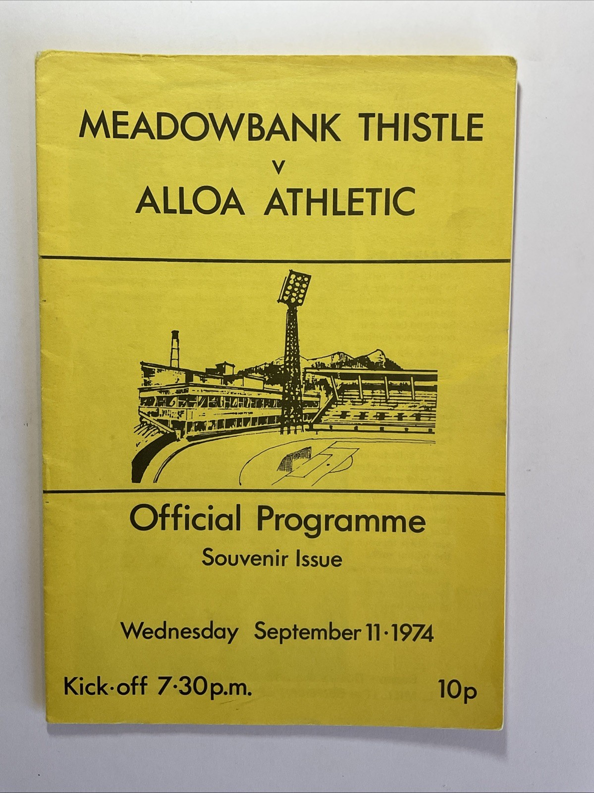 Meadowbank Thistle v Alloa Athletic; 11th Sep 1974, Meadowbank’s First Home Game for sale on Ebay