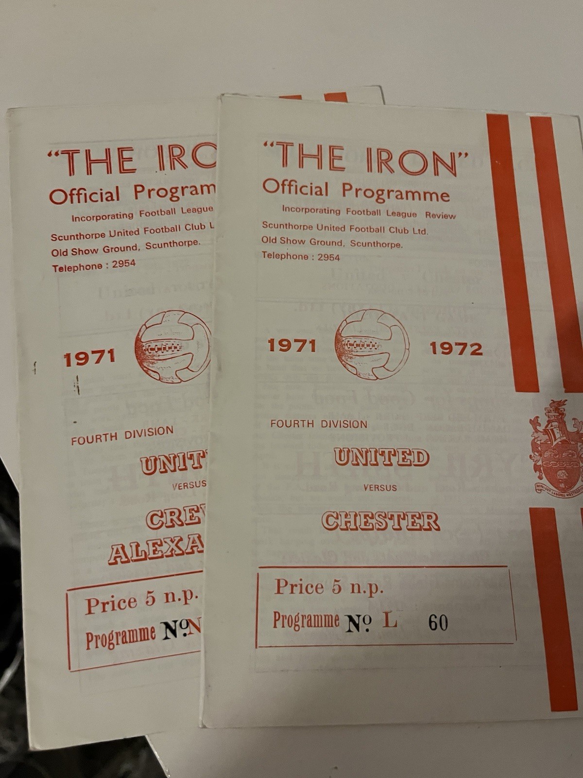 2 x Scunthorpe United Home League Football Programmes From Season 1971-1972 for sale on Ebay
