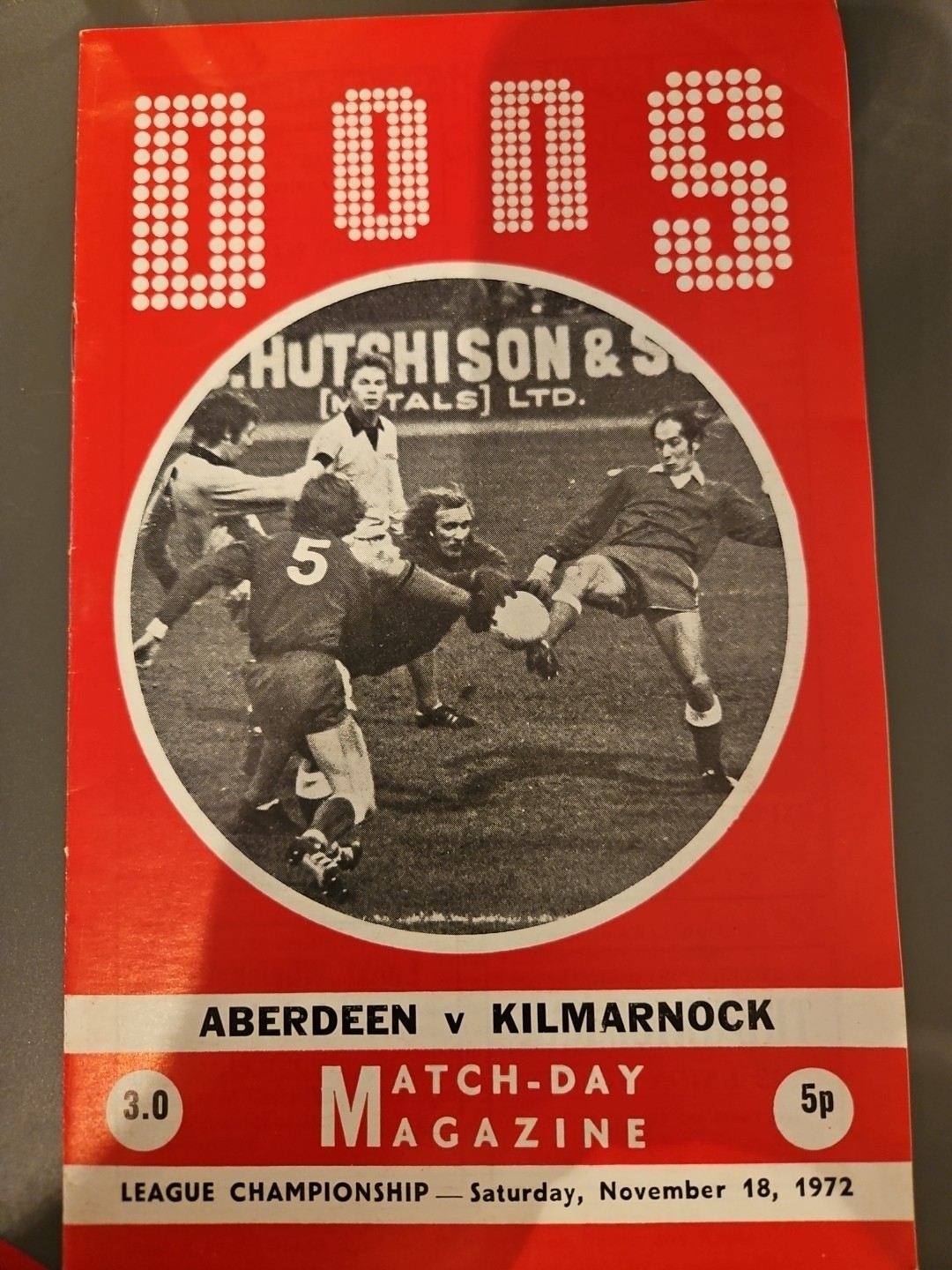 18.11.1972. Aberdeen v Kilmarnock (Scottish League). for sale on Ebay