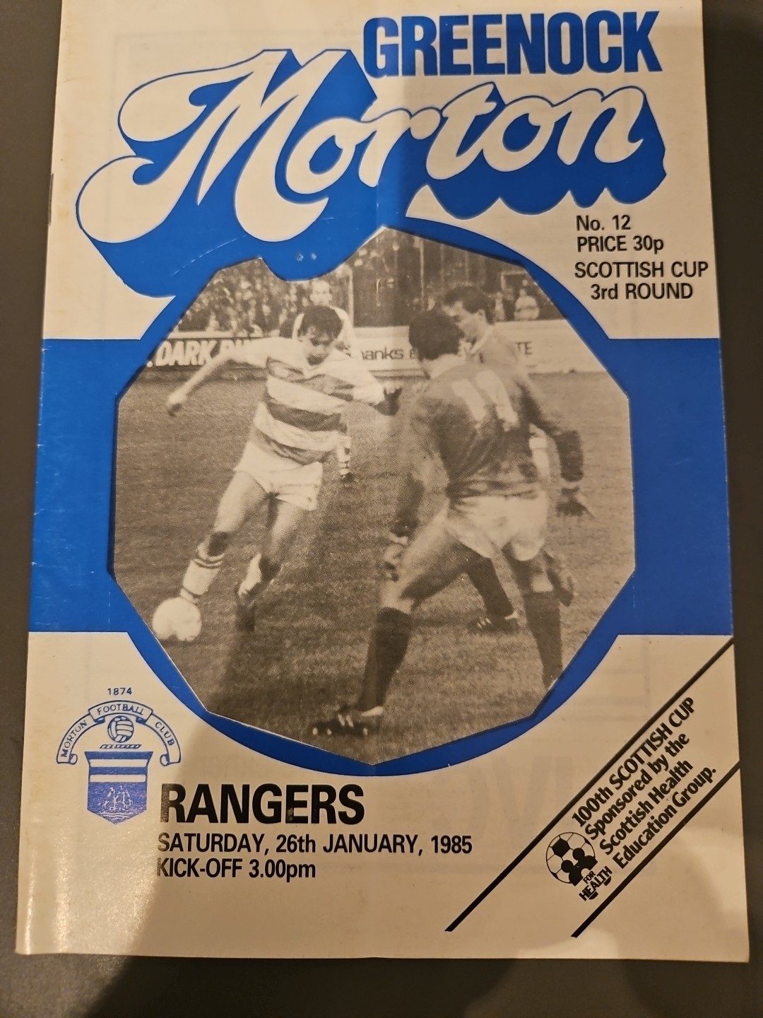Morton v Rangers 1984/85 for sale on Ebay