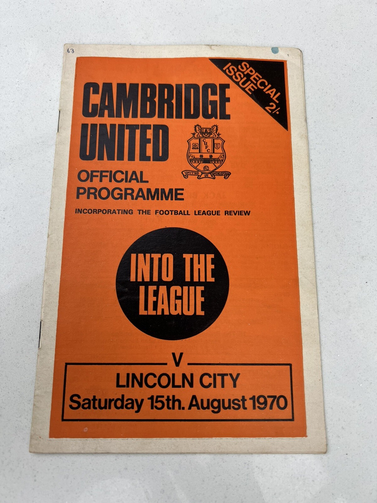 Cambridge Utd v Lincoln City Programme 1970 - 1st Ever League Game for Cambridge for sale on Ebay
