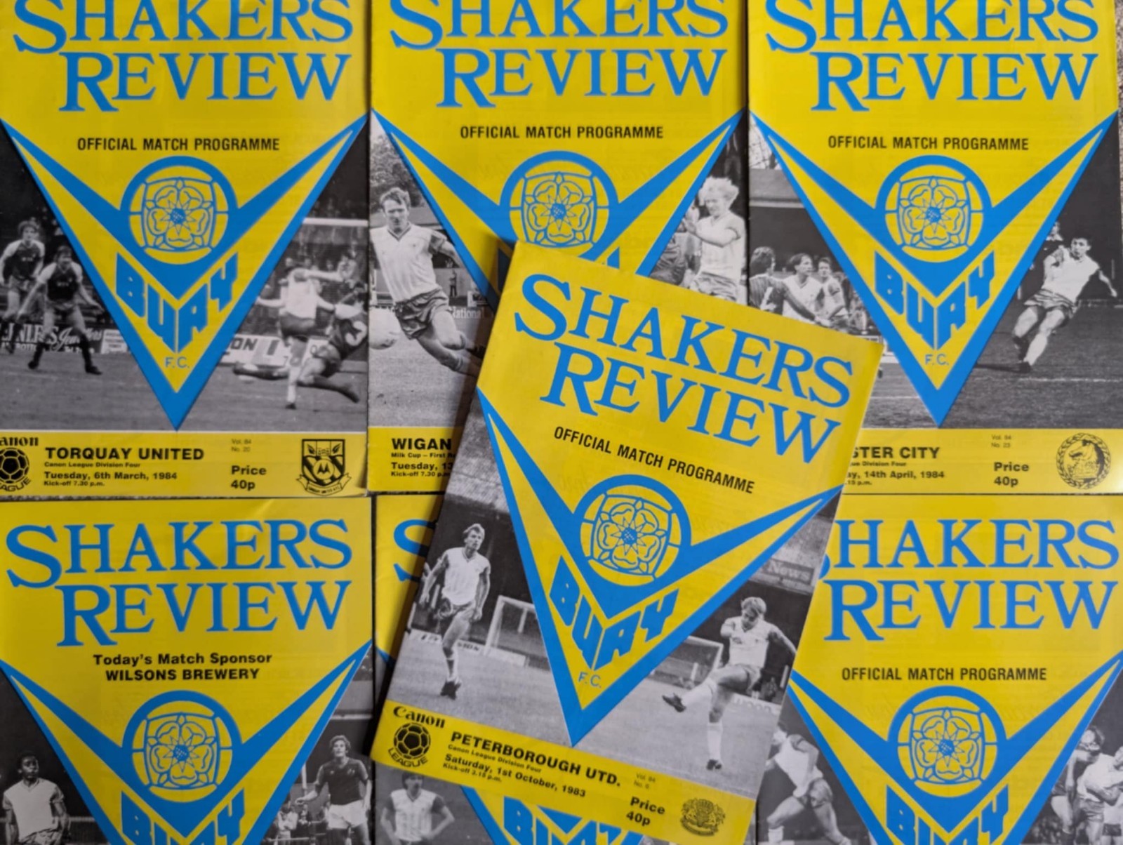Bury Football Club Match Day Programmes Bundle x7 Shakers Review 1983 / 1984 for sale on Ebay