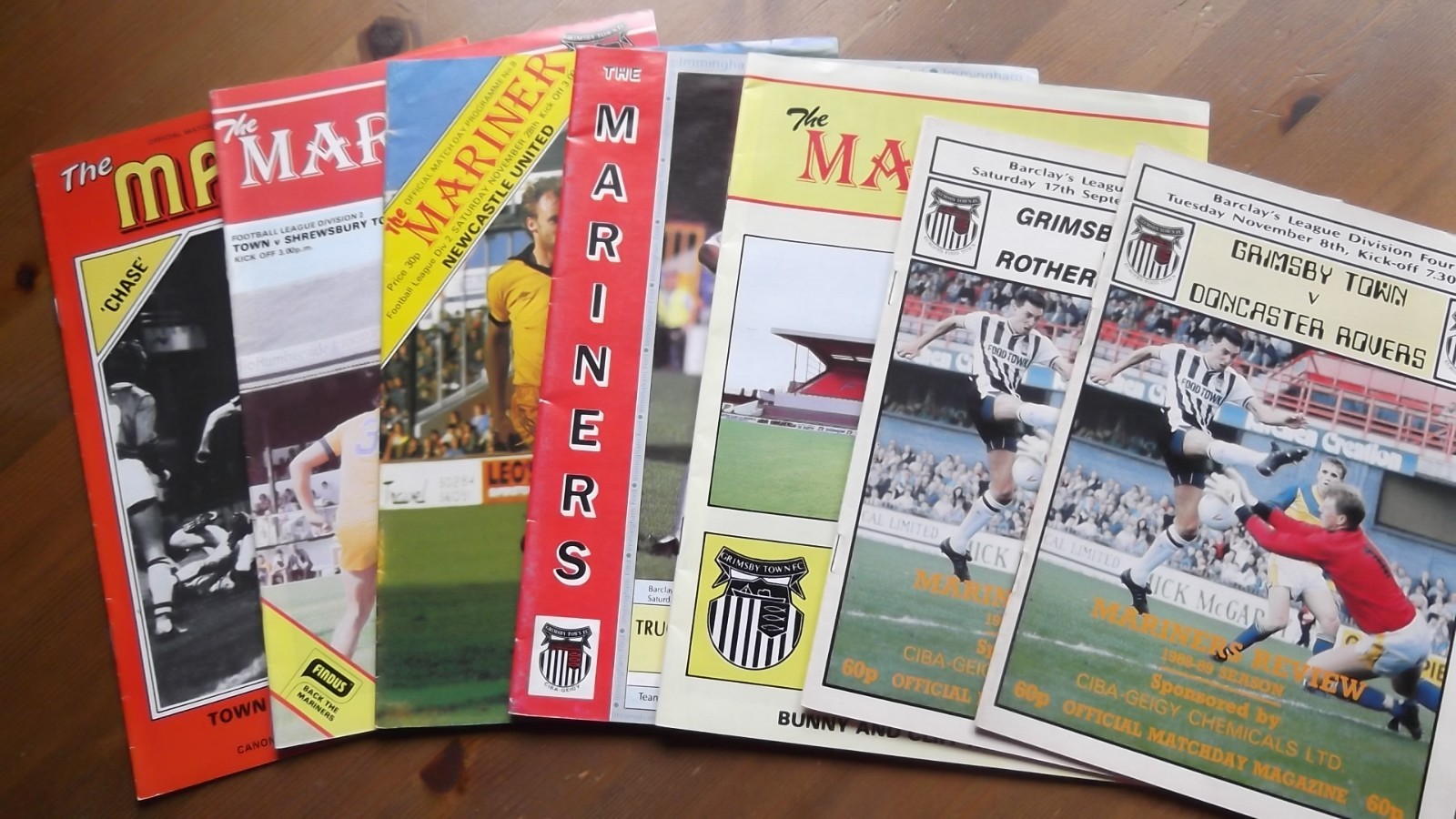 SELECTION   OF   7   GRIMSBY   TOWN   (HOME)   PROGRAMMES. for sale on Ebay
