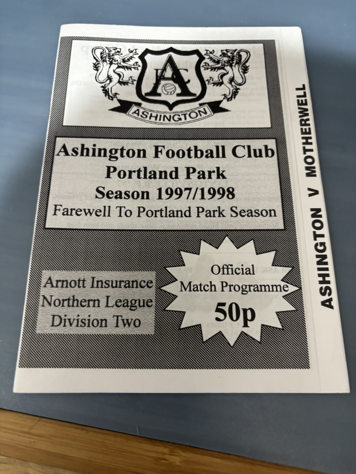 ASHINGTON v MOTHERWELL 1997 / 1998 Friendly for sale on Ebay