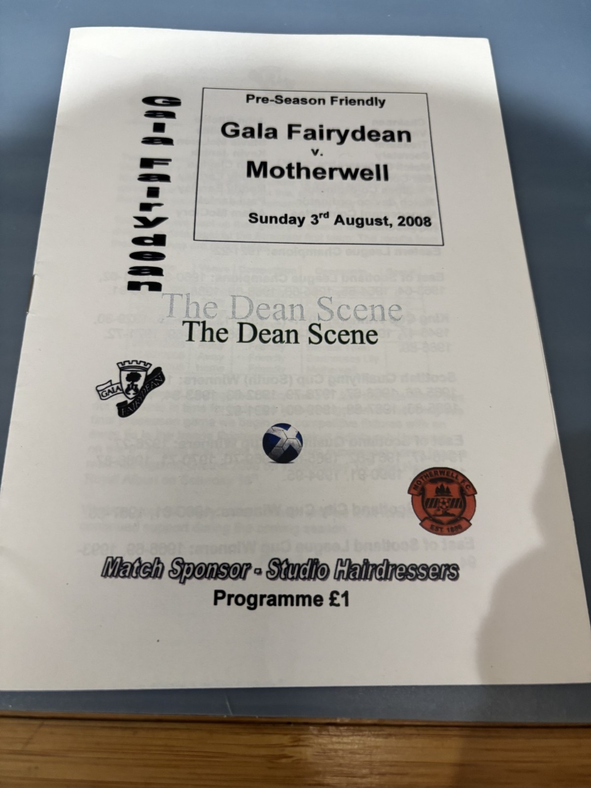 GALA FAIRYDEAN v MOTHERWELL Aug 2008 for sale on Ebay