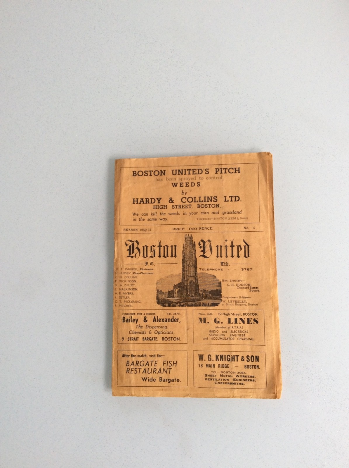 BOSTON UNITED V SOUTH NORMANTON 16.09.1950 FA CUP GAME for sale on Ebay