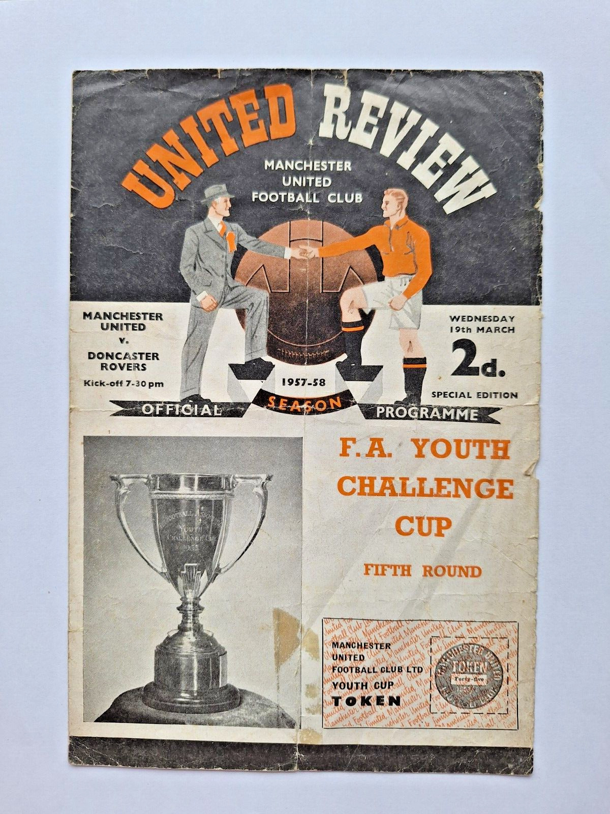 Manchester United v Doncaster Rovers FA Youth Cup 1957-58 Football Programme for sale on Ebay