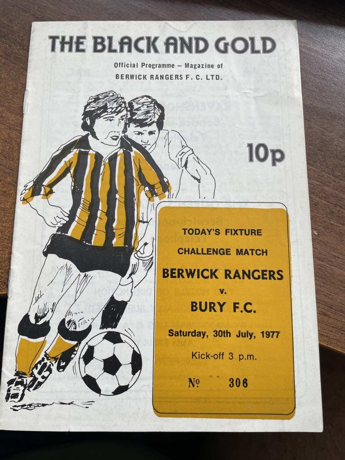 1977/78 BERWICK RANGERS V BURY - FRIENDLY for sale on Ebay
