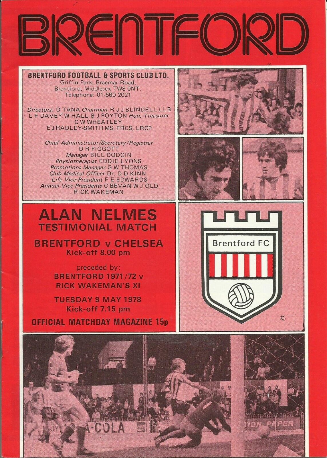 Brentford v Chelsea Alan Nelmes Testimonial Match Programme Tuesday 9th May 1978 for sale on Ebay