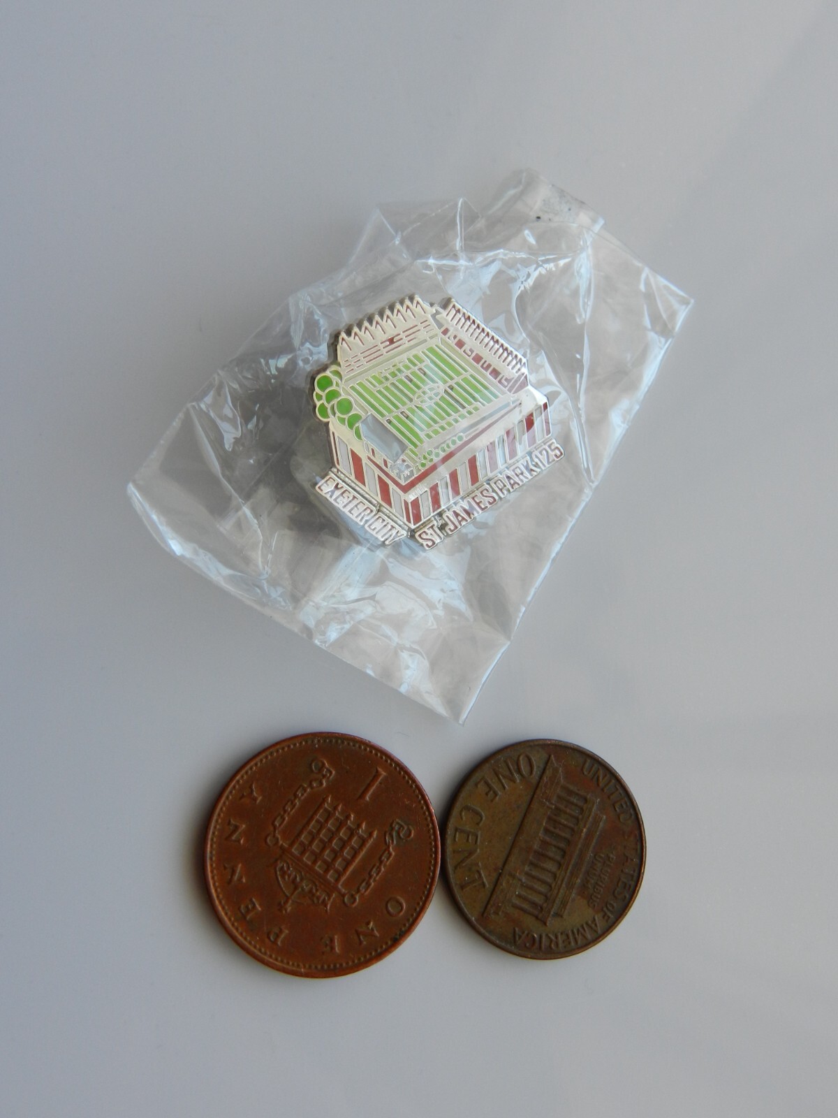 A ENAMEL FOOTBALL BADGE, EXETER CITY, ST JAMES PARK 125. #59. NIB. for sale on Ebay