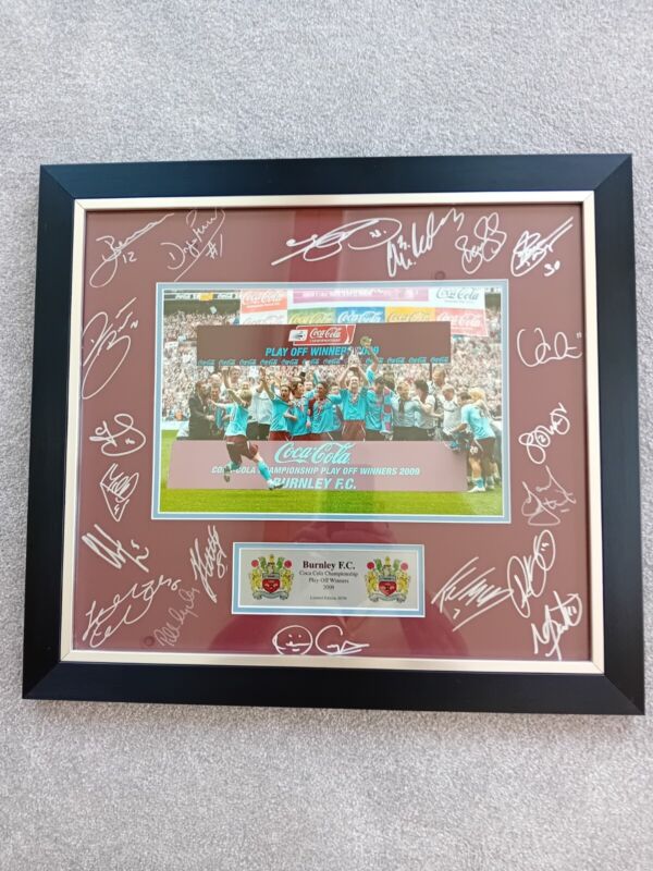 Burnley fc ltd edition signed play off winners framed photo for sale on Ebay