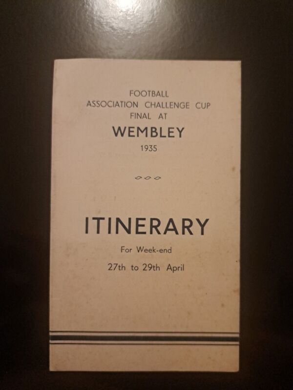 SHEFFIELD WEDNESDAY V WEST BROMWICH ALBION 1935 FA CUP FINAL ITINERARY BOOKLET for sale on Ebay