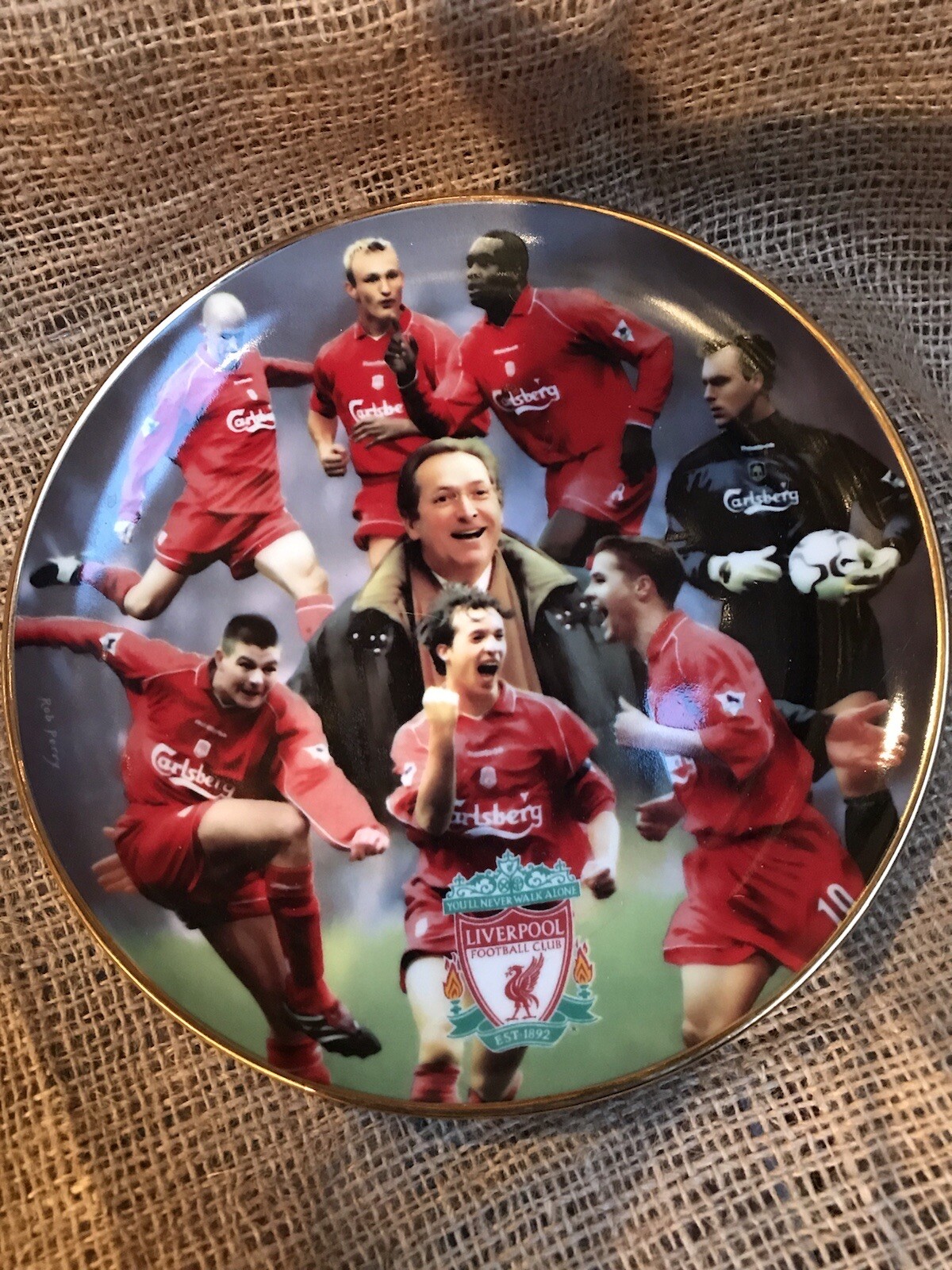 Liverpool  F C Treble Winners 2001 Porcelain Plate for sale on Ebay