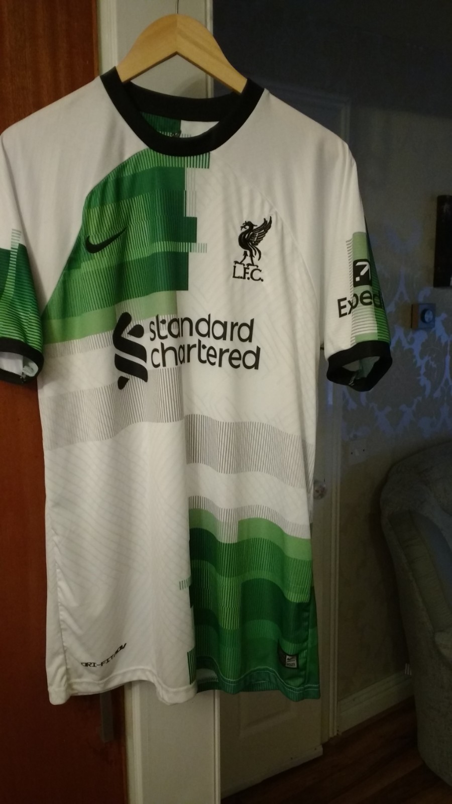 liverpool fc football shirt. by nike sponsor standard chartered size xxl chest. for sale on Ebay