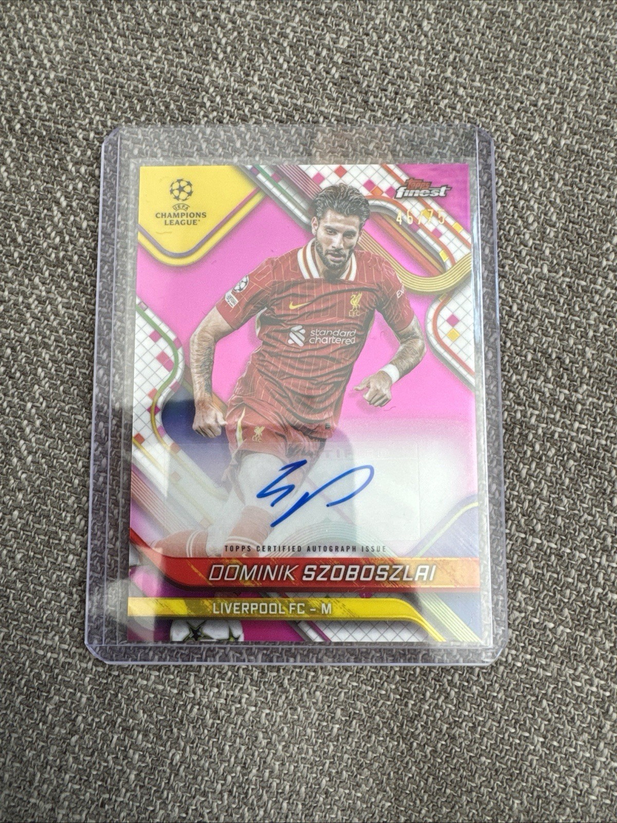 Dominik Szoboszlai Auto Pink /75 Topps Finest UCC 2024-25 Liverpool for sale on Ebay