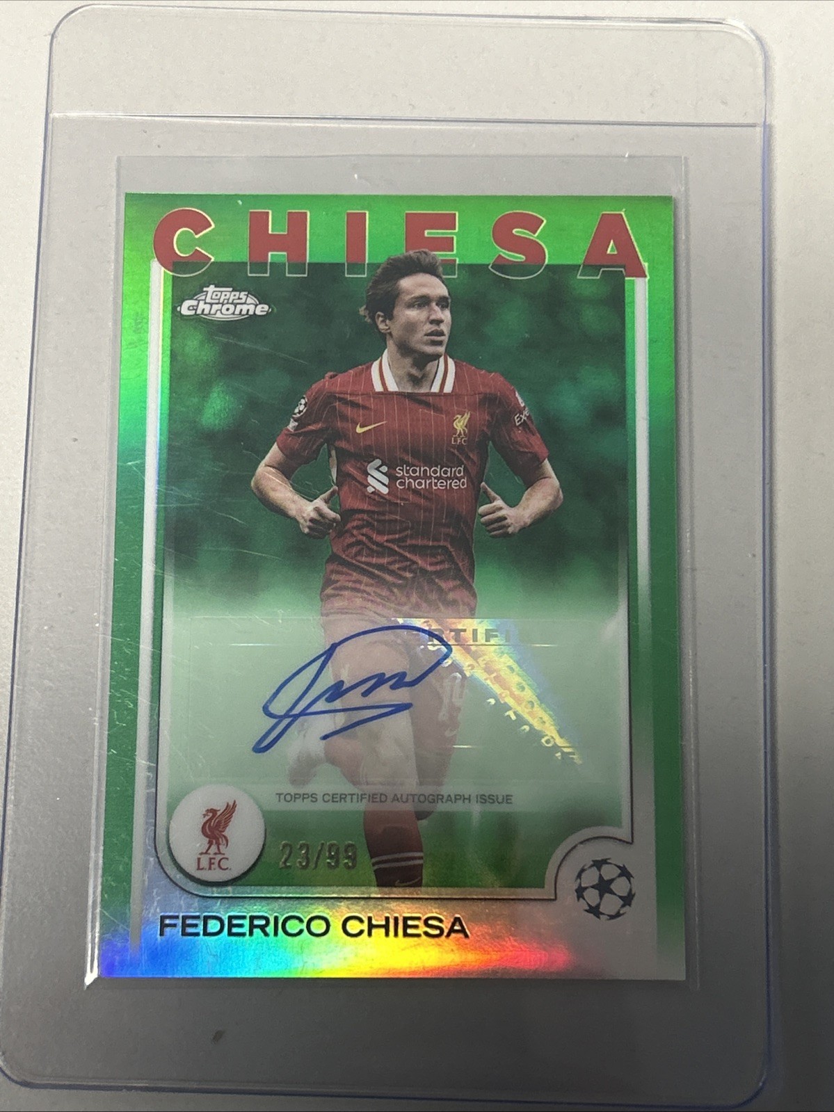 24-25 Topps Chrome Auto - Green Refractor /99 Federico Chiesa LIVERPOOL  for sale on Ebay