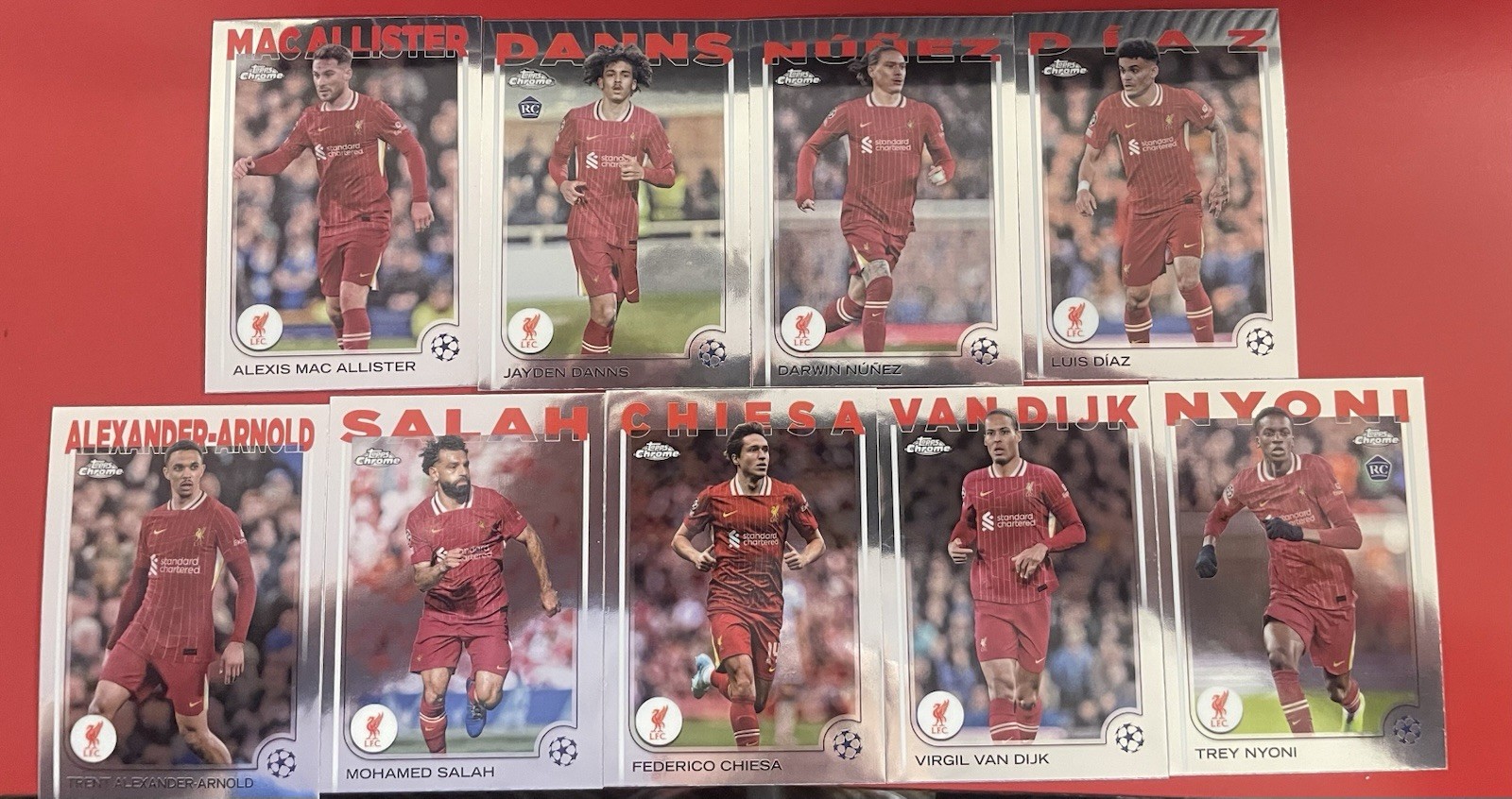 Topps Chrome 2024/25 Liverpool Full Team 9-Card Set for sale on Ebay