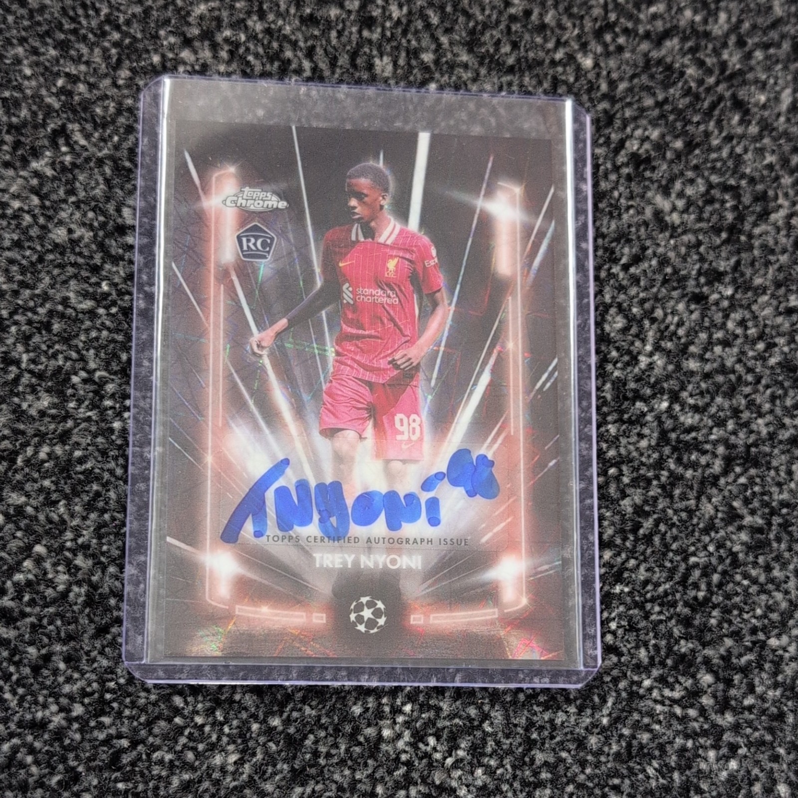 Trey Nyoni RC Black Lazer Auto 2024/25 Topps UCC Chrome Liverpool FC for sale on Ebay