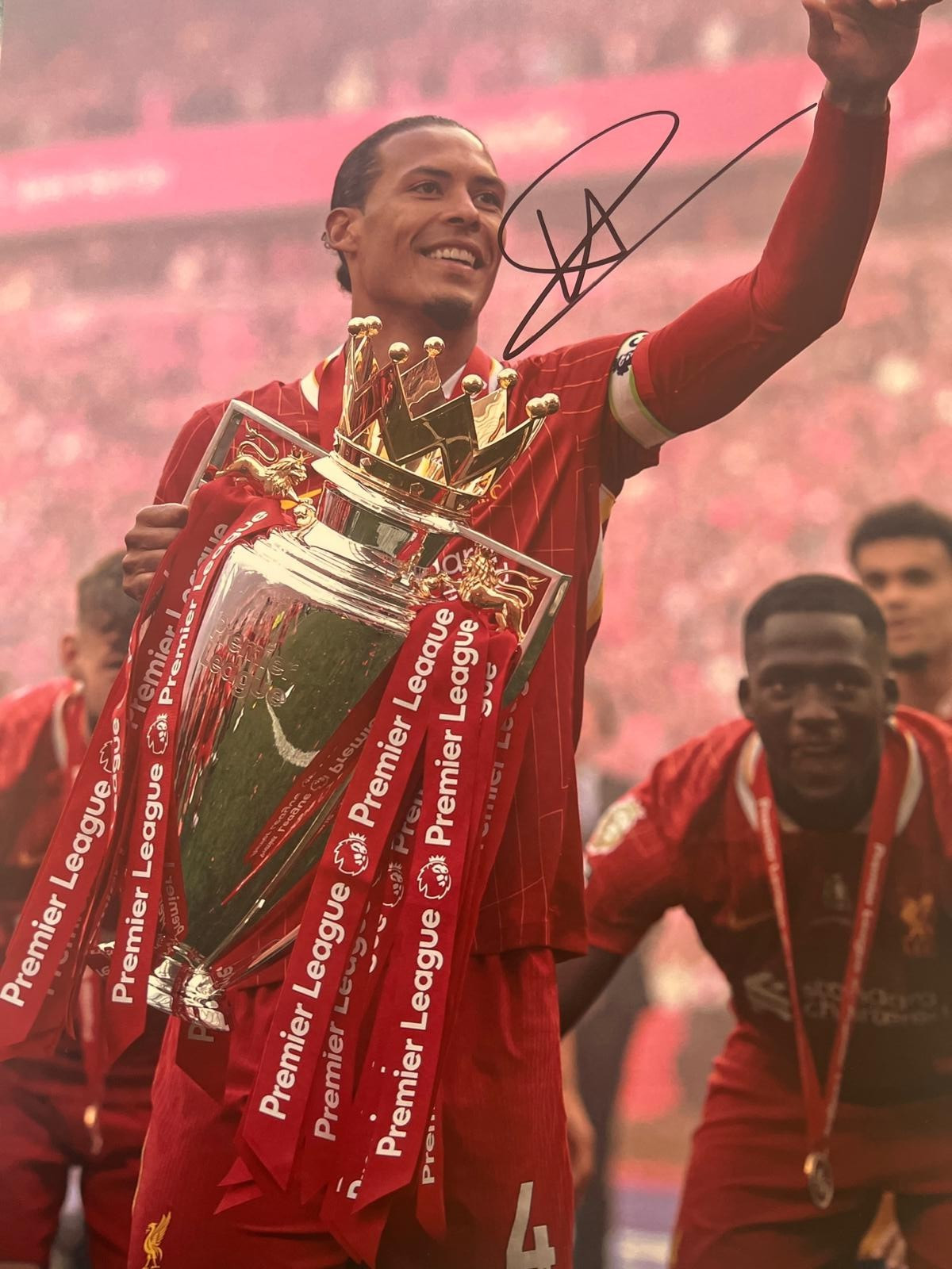 Virgil Van Dijk Hand Signed Liverpool FC NEW STOCK Prem Trophy Photo 16x12 + COA for sale on Ebay