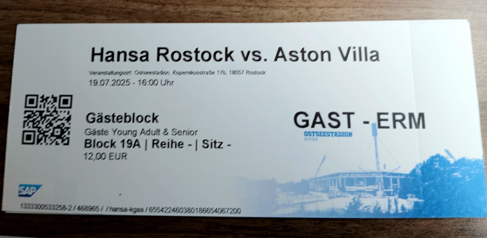 Hansa Rostock v Aston Villa Pre Season Friendly 19th July 2025 for sale on Ebay