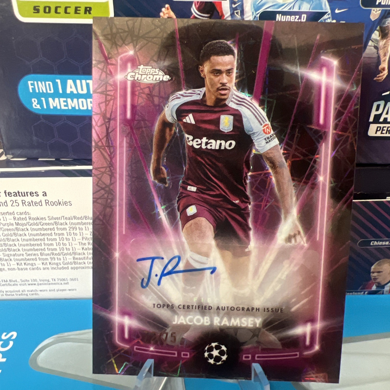 Topps Chrome UCC 24/25 - Jacob Ramsey- Black Lazer Auto - Aston Villa /75 for sale on Ebay