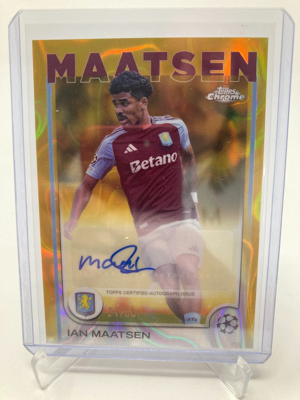 TOPPS CHROME  24/25 IAN MAATSEN ASTON VILLA AUTO 21/50. for sale on Ebay