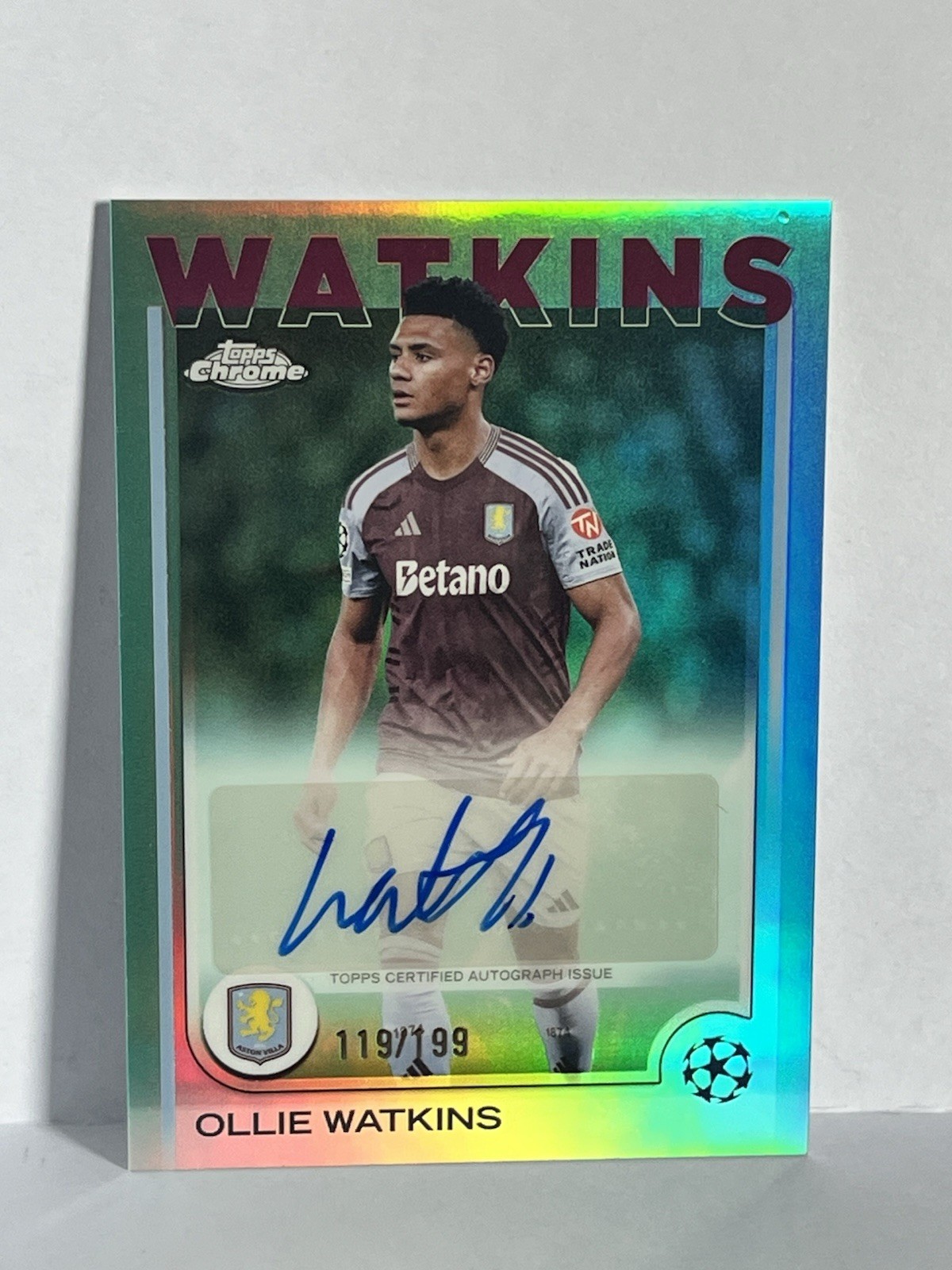 OLLIE WATKINS AUTO /199 - Topps Chrome Green Refractor - Aston Villa UCL 🔥 for sale on Ebay