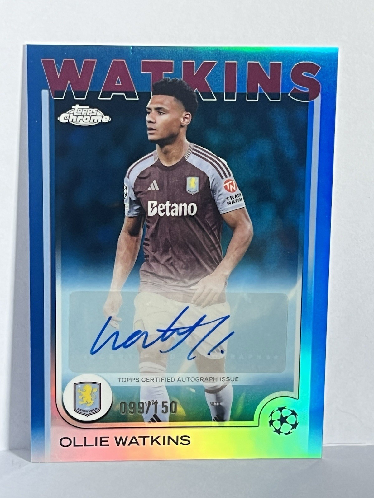 OLLIE WATKINS AUTO /150 - Topps Chrome Blue Refractor - Aston Villa - #CA-OW 🔥 for sale on Ebay