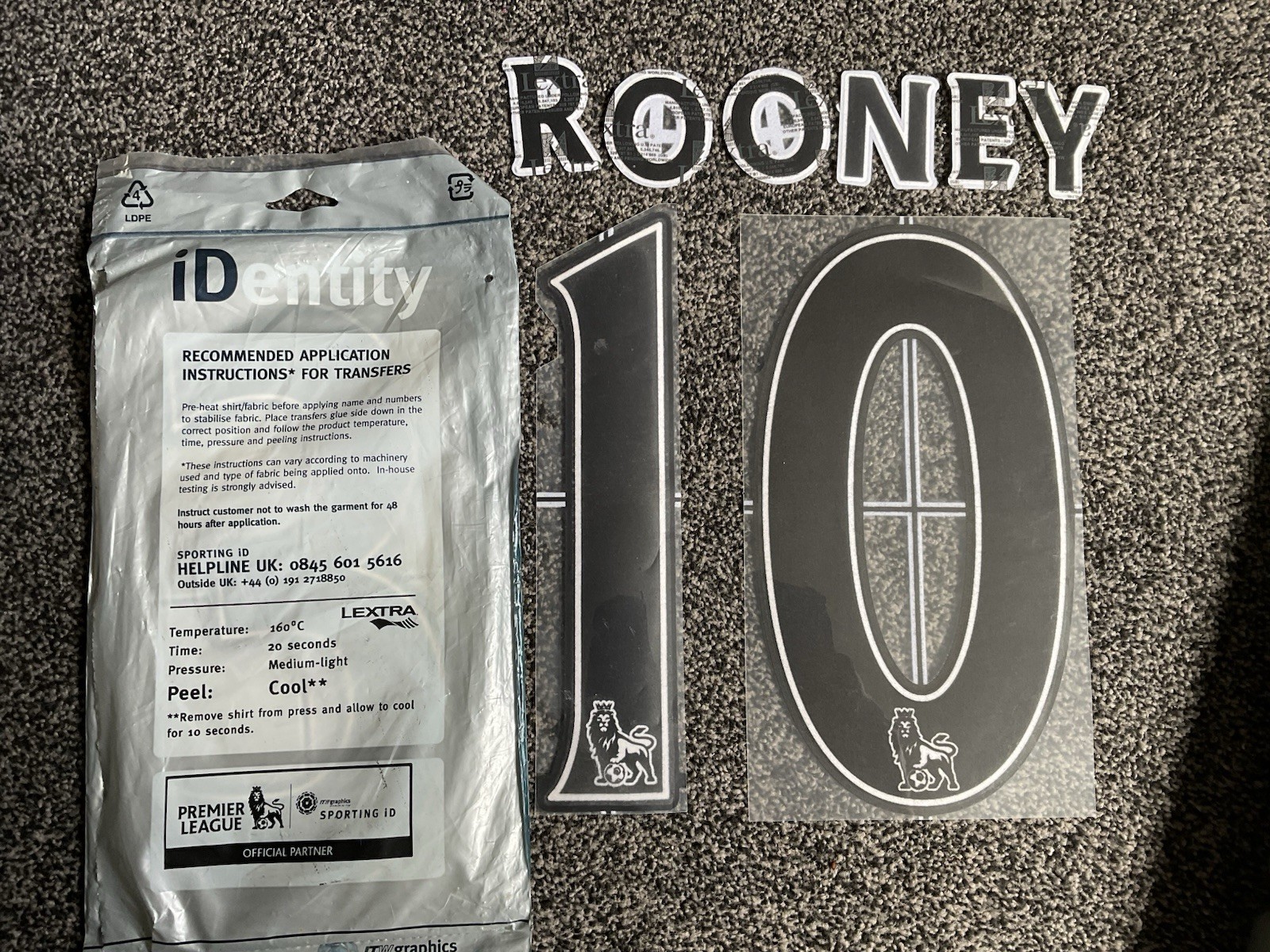 Manchester United Shirt Lextra Felt NameSet ROONEY 2010-2011-2012-2013 07-13 KIT for sale on Ebay