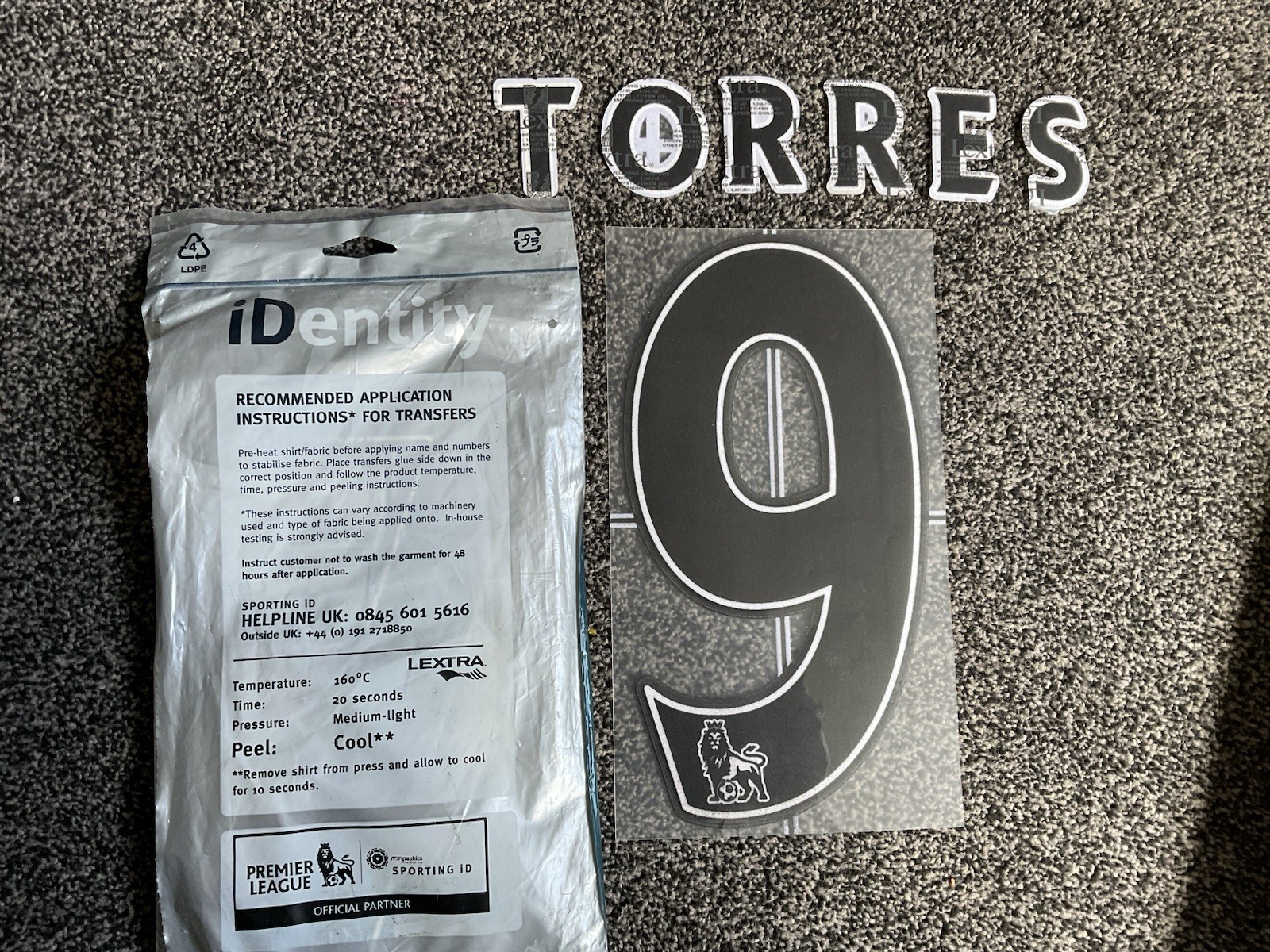 Liverpool Shirt Lextra Felt NameSet TORRES 9 2007-2008-2009-2010 away kit 07-13 for sale on Ebay
