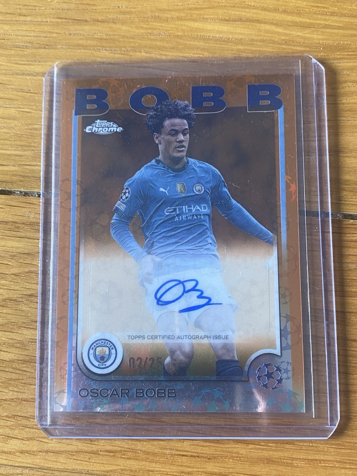 TOPPS Chrome UCC 2024-25 Auto Oscar Bobb Manchester City /25 for sale on Ebay