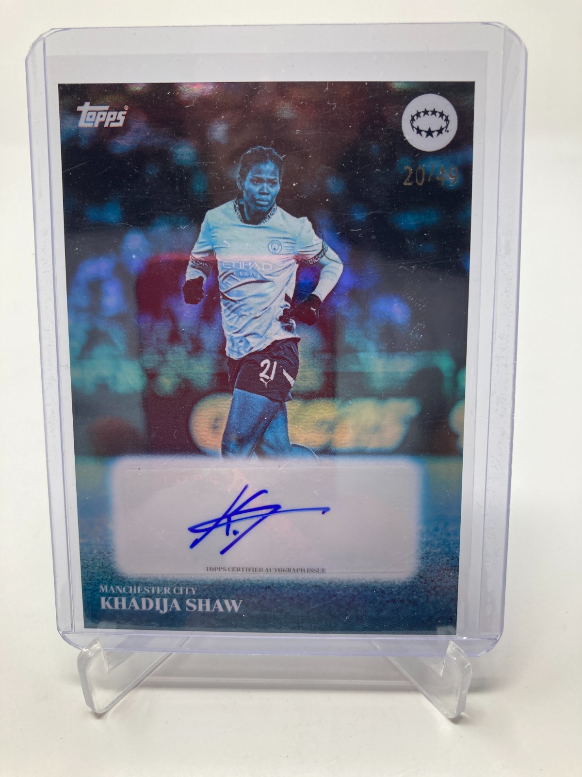TOPPS SIMPLICIDAD 24/25 KHADIJA SHAW MANCHESTER CITY BLUE AUTOGRAPH 20/49. for sale on Ebay