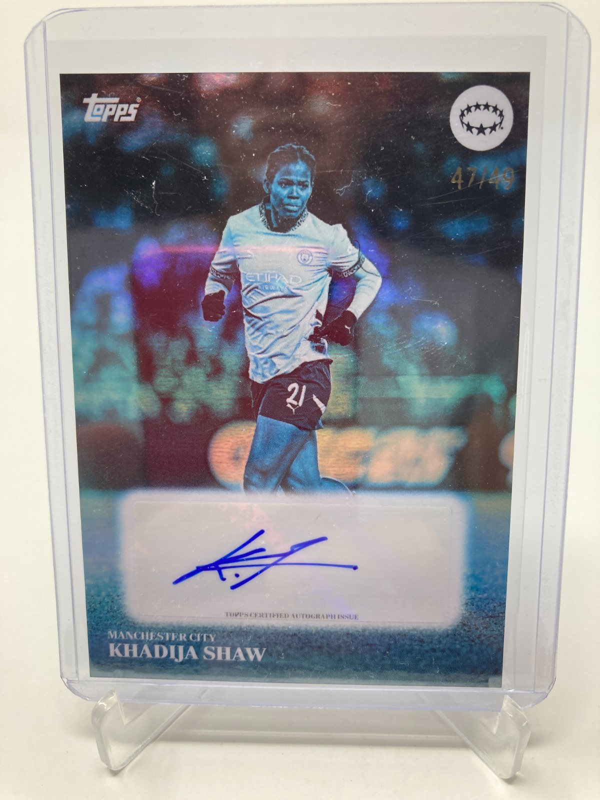 TOPPS SIMPLICIDAD 24/25 KHADIJA SHAW MANCHESTER CITY BLUE AUTOGRAPH 47/49. for sale on Ebay