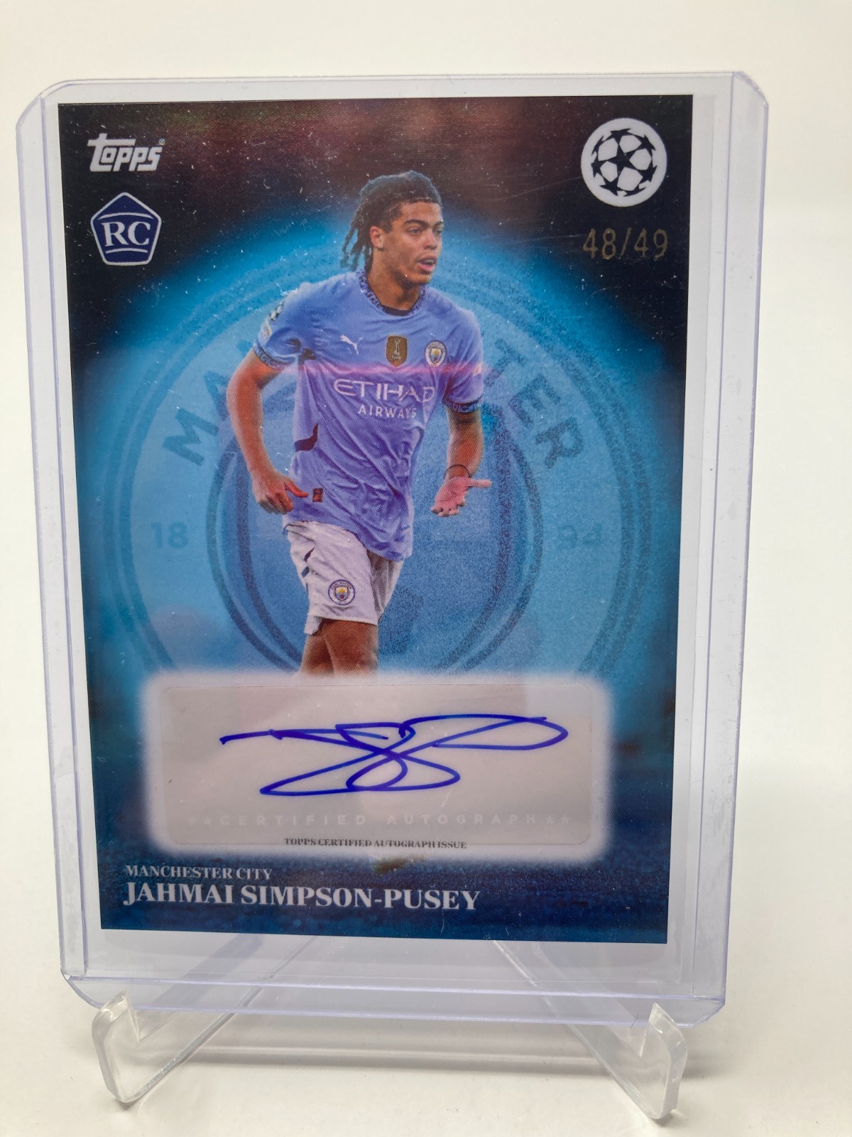 TOPPS SIMPLICIDAD 24/25 SIMPSON-PUSEY MANCHESTER CITY RC BLUE AUTOGRAPH 48/49. for sale on Ebay