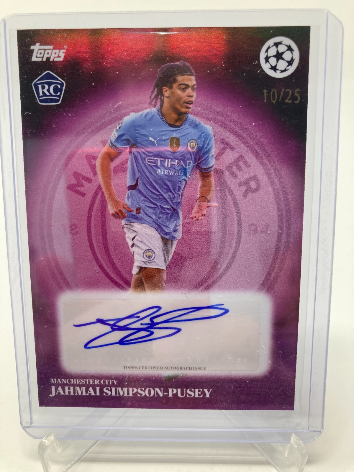 TOPPS SIMPLICIDAD 24/25 SIMPSON-PUSEY MANCHESTER CITY RC PURPLE AUTOGRAPH 10/25. for sale on Ebay