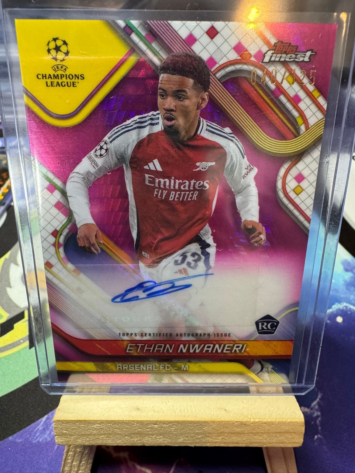 Ethan Nwaneri /125 Rookie Auto Arsenal England Topps Finest for sale on Ebay