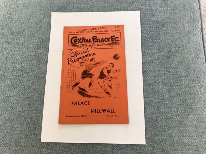 CRYSTAL PALACE V MILLWALL 1934/35 for sale on Ebay