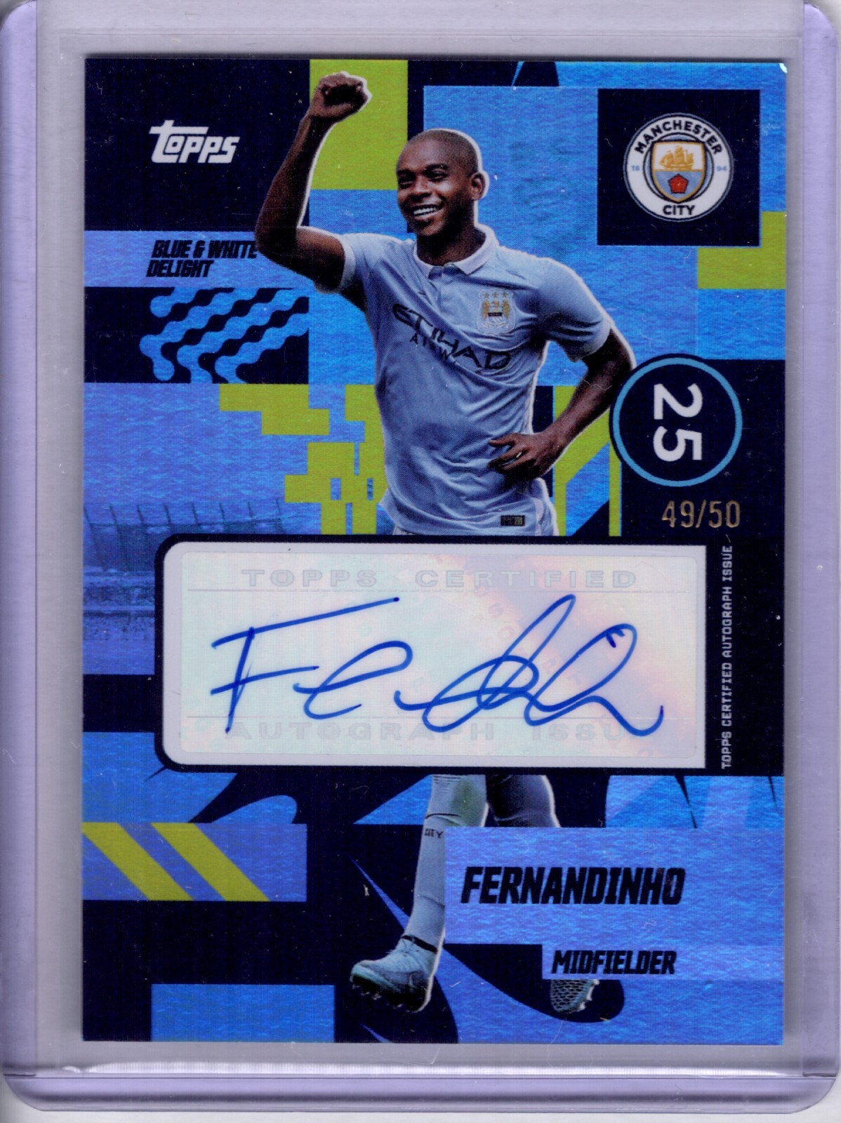 Topps 2024-25 Blue & White Delight Manchester City Fernandinho Auto /50 for sale on Ebay