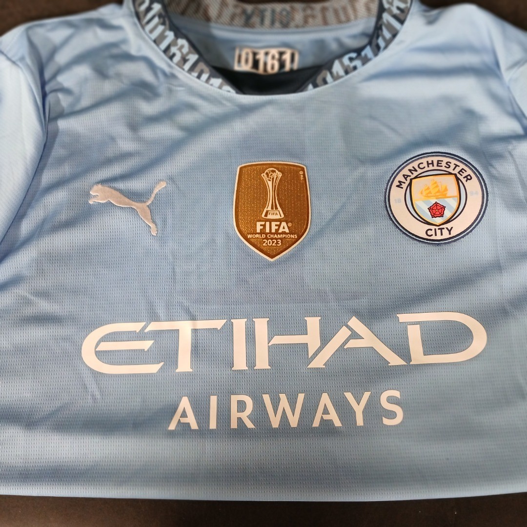 Manchester City Shirt Home Kit 23/24 Season L Club World Cup Winners Badge -CP  for sale on Ebay