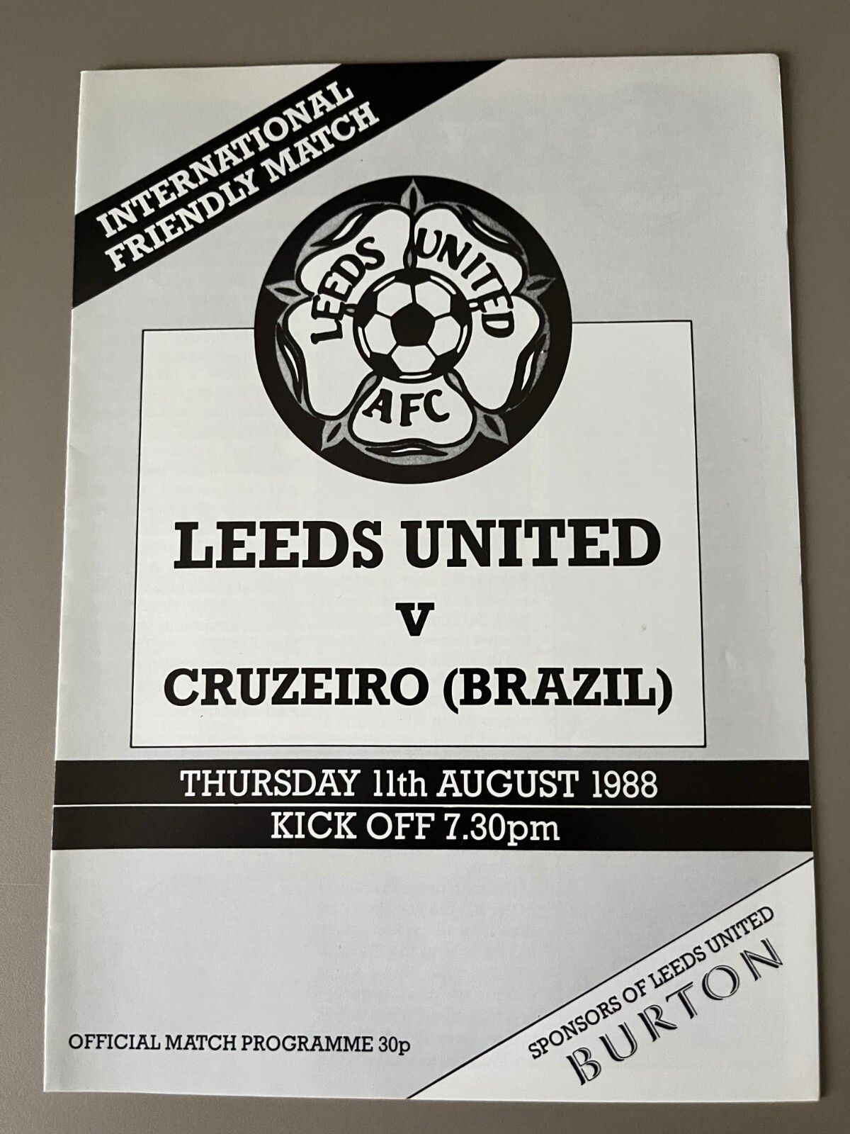 1988-89 Leeds United vs Cruzeiro - Friendly Match for sale on Ebay