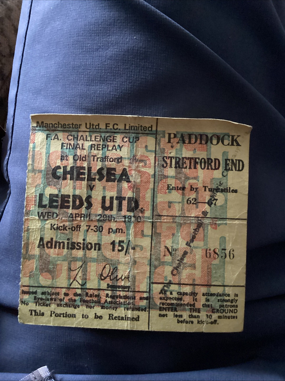 Chelsea v Leeds 1970 FA Cup Final Replay Match Ticket for sale on Ebay