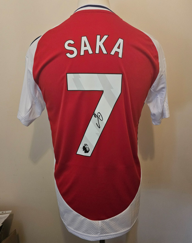 Authentic Bukayo Saka Signed Arsenal 24/25 Home Shirt with COA for sale on Ebay