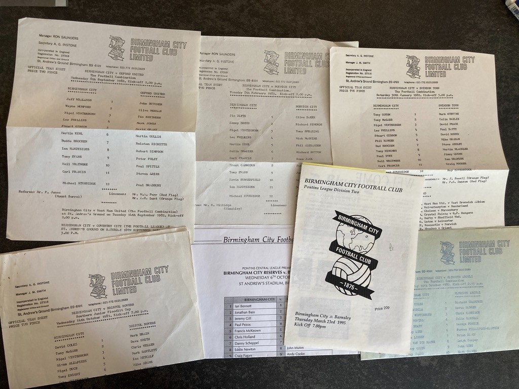 7 Birmingham City Reserve Programmes (Home) 1980-99 for sale on Ebay